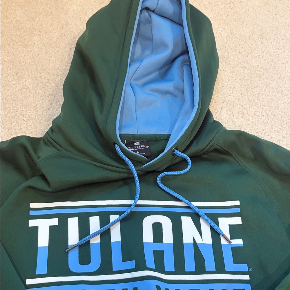 Colosseum Men's Light Blue and Dark Green Hooded Top